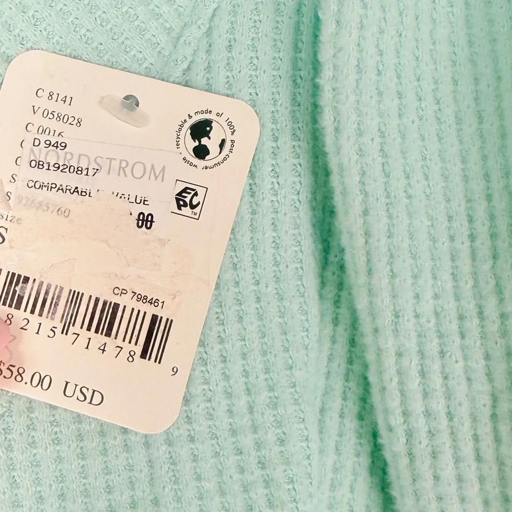 Free People Off-Shoulder Textured Mint Ribbed Bodysuit NWT